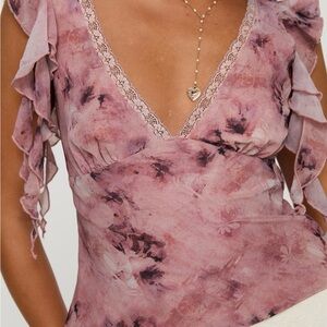 Princess Polly Floral Lace Trim Blouse